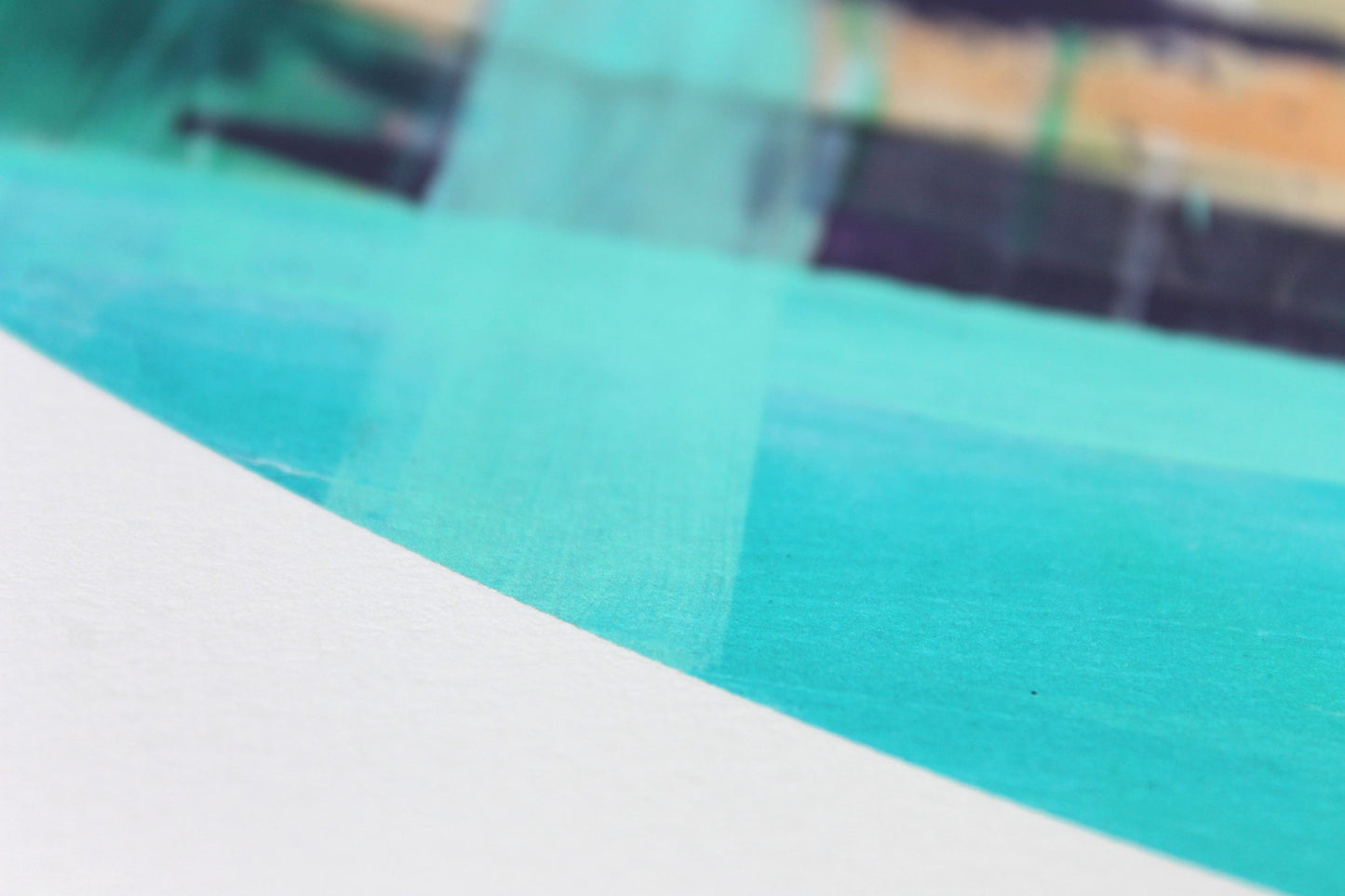 Close up detail of turquoise brush strokes.