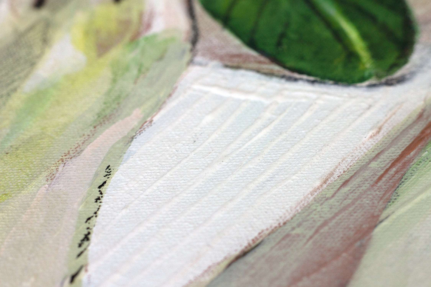 Close up detail of the texture of paint in painting Raw by Hannah Adamaszek.