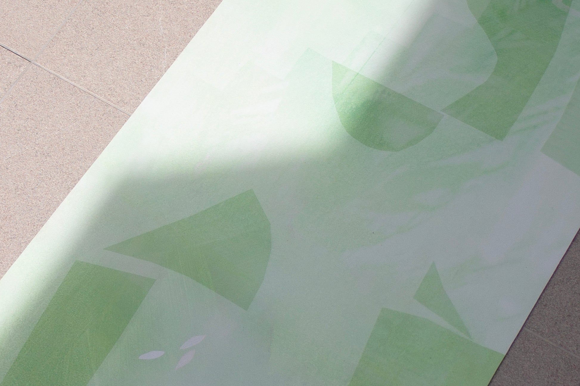 Algae Forest eco yoga mat positioned for practice — natural rubber base and non-slip vegan suede surface by Hannah Chloe, forest-inspired design.